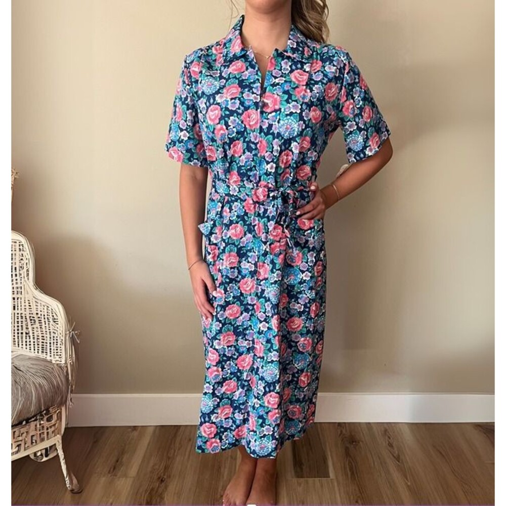 BNWT 1960s Deadstock Floral Rose Print Dress by Carolina Maid sz 16